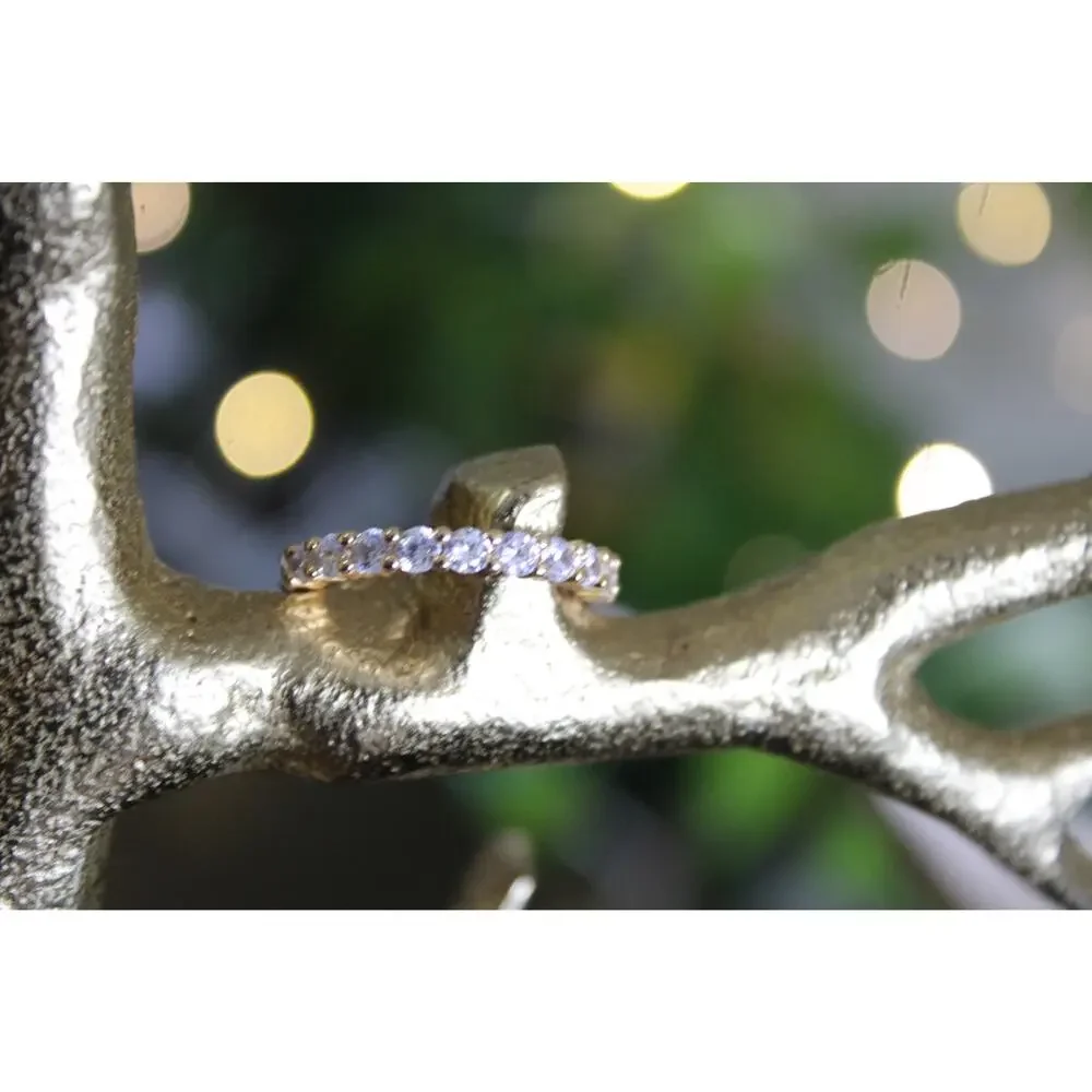 Anthropologie Crystal Eternity Band Ring Size 7 Gold Tone Clear CZ NWT MSRP $80